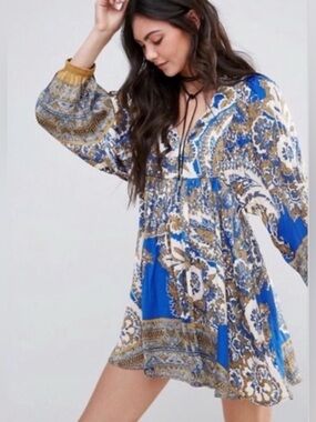 Free People Rain or Shine Bohemian Tunic Mini Dress